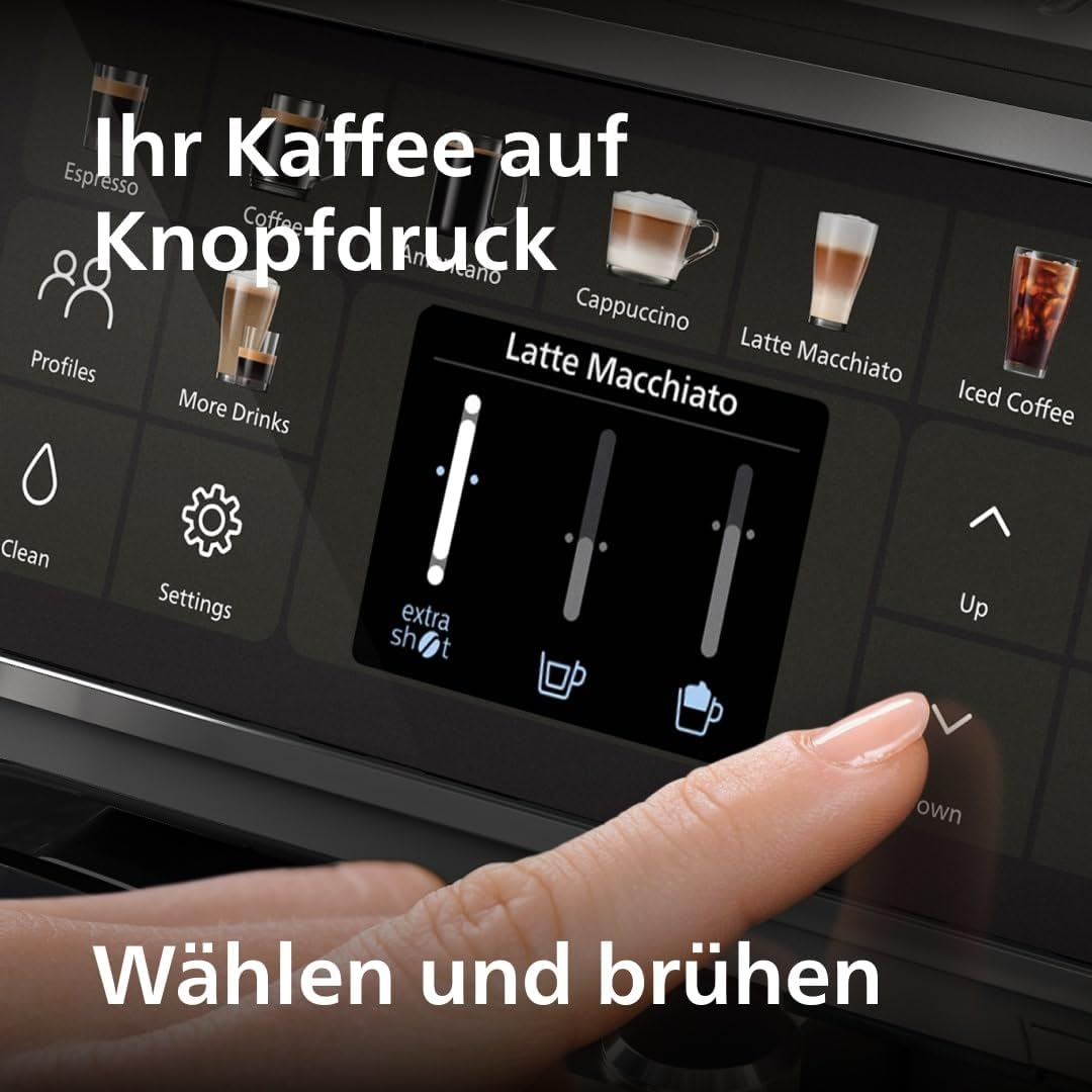 Espressomaschine der Serie 5500, LatteGo Milchsystem, integriertes Mahlwerk, 20 Voreinstellungen für Heiß- und Eiskaffee, Schnellstart, SilentBrew, 15 bar Druck, Black Chrome (EP5544/94)