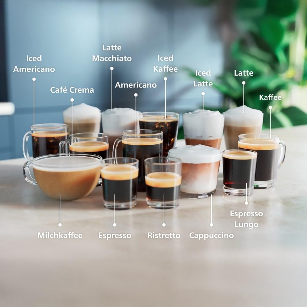 Espressomaschine der Serie 5500, LatteGo Milchsystem, integriertes Mahlwerk, 20 Voreinstellungen für Heiß- und Eiskaffee, Schnellstart, SilentBrew, 15 bar Druck, Black Chrome (EP5544/94)