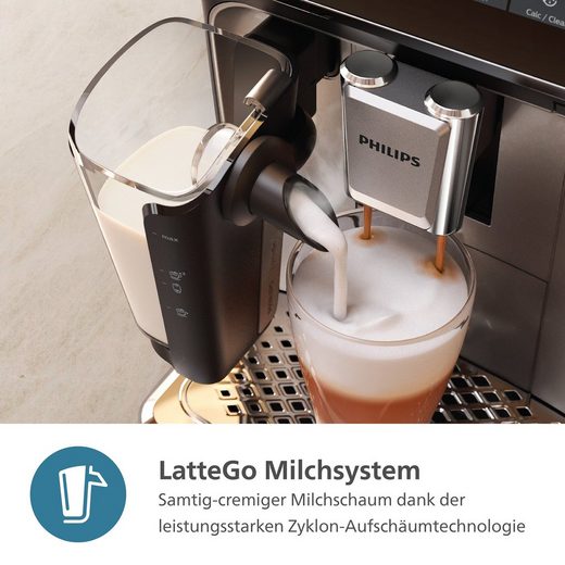 Kaffeevollautomat EP3343/50 3300 Series, 6 Getränke (heiß oder eisgekühlt) LatteGo-Milchsystem, SilentBrew Technologie, Weiß-Schwarz