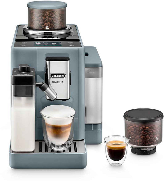 Kaffeevollautomat Rivelia EXAM440.55.G – 16 Kaffee-Rezepte, 2 Barista-Bohnenbehälter, grau Extra-Shot-Funktion, Innovatives Bean-Switch System, Touchdisplay