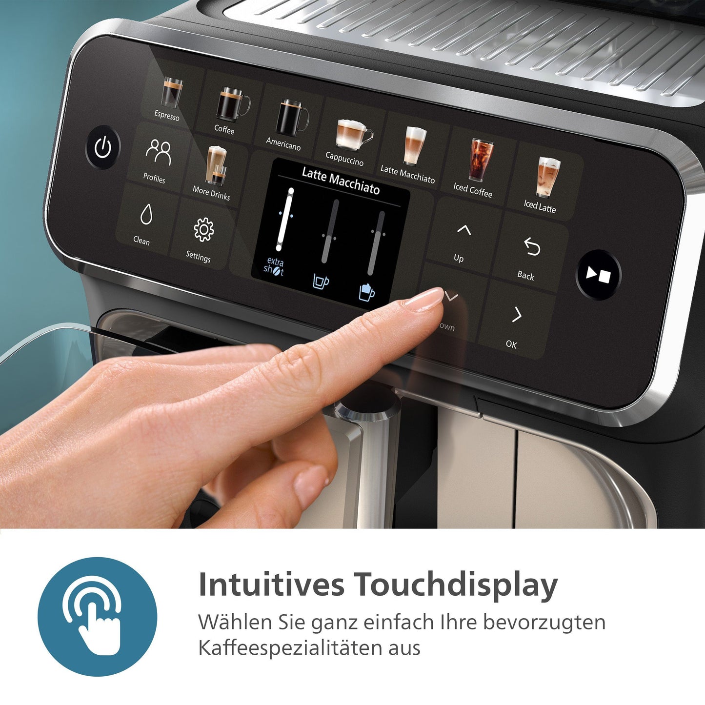 PHILIPS_Kaffeevollautomat EP5547/90 5500 Series, 20 Kaffeespezialitäten (heiß oder eisgekühlt), Schwarz verchromt LatteGo-Milchsystem, SilentBrew Technologie